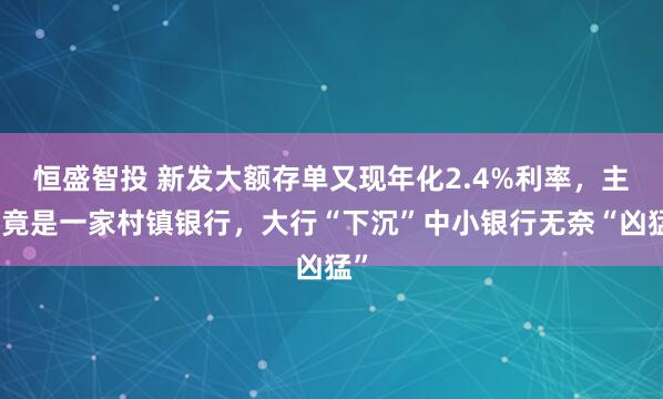 恒盛智投 新发大额存单又现年化2.4%利率，主角竟是一家村镇银行，大行“下沉”中小银行无奈“凶猛”